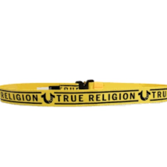 True Religion Y2K Belt Yellow Black|Streetwear Designer - Picture 1 of 5